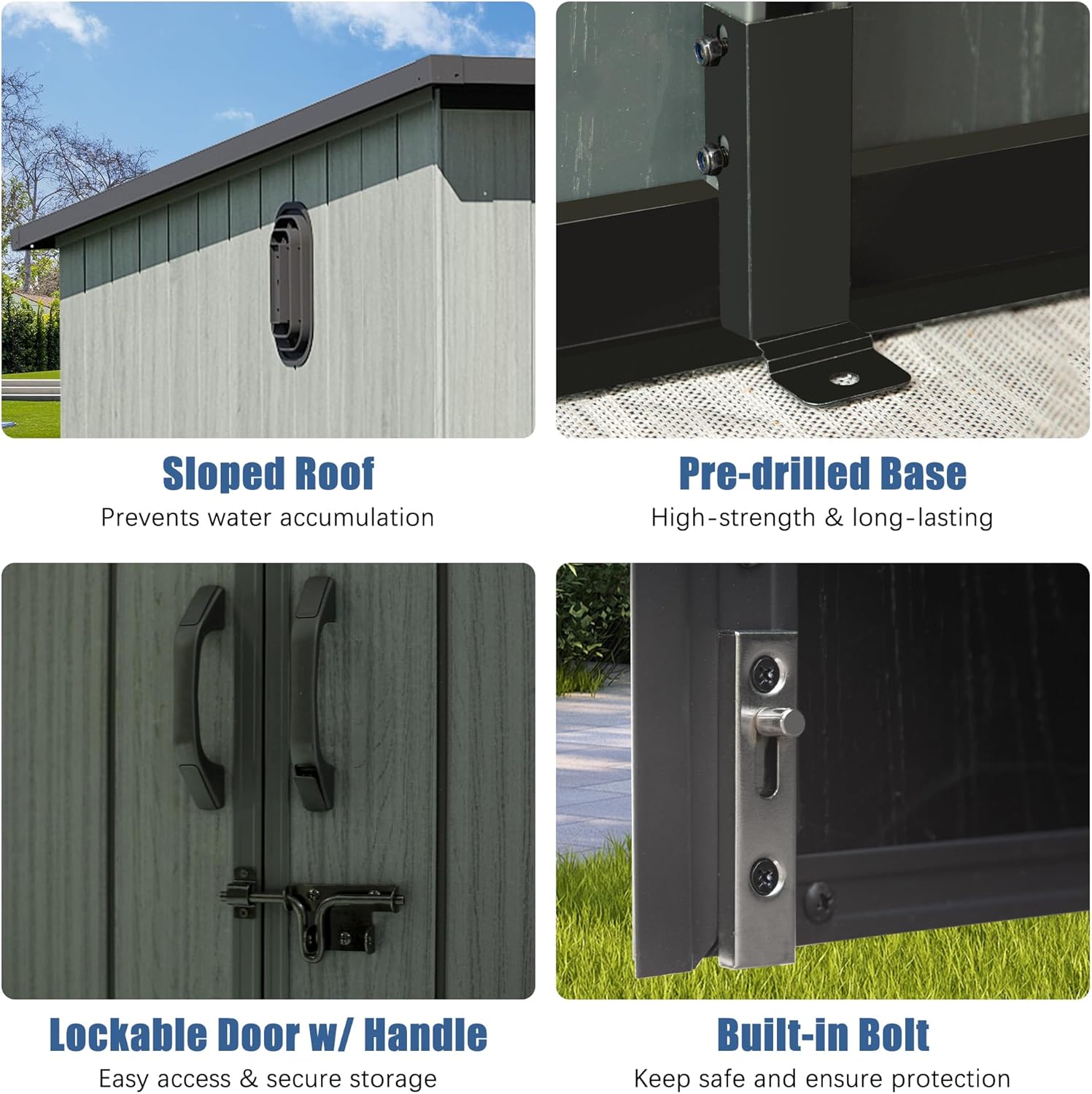 6x8FT Outdoor Resin Storage Shed with Transparent Windows & Louvered Vents