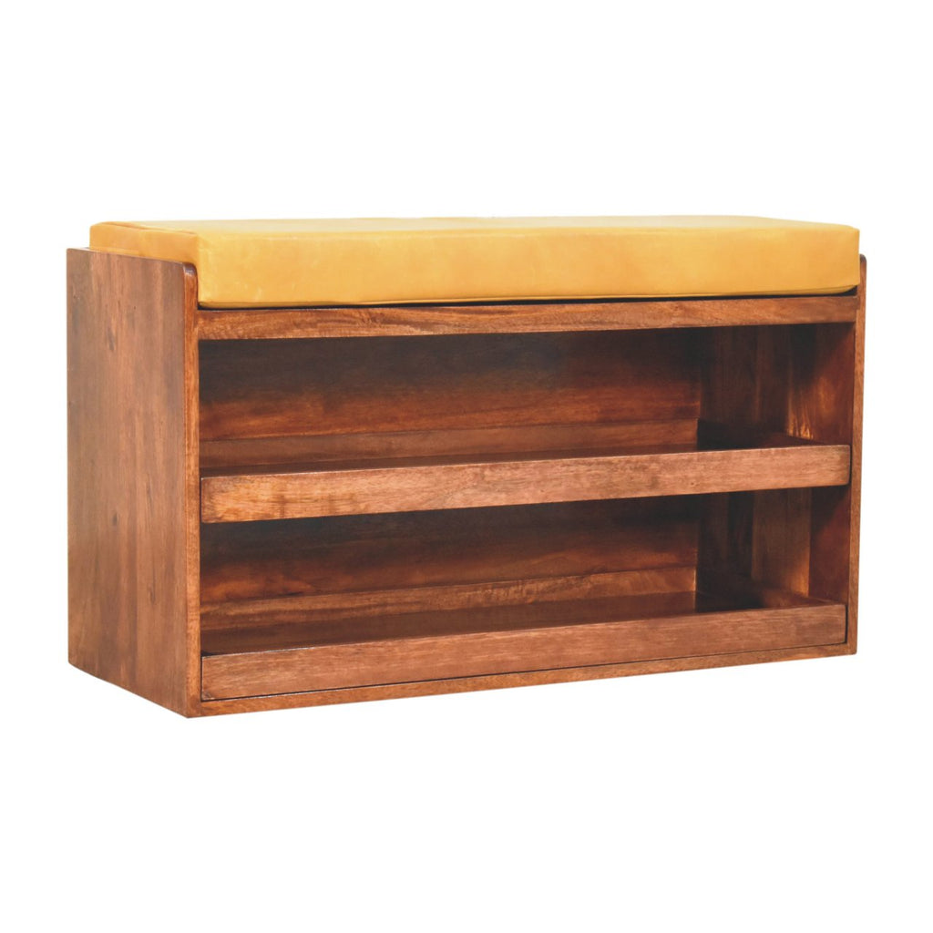 Solid Wood Buffalo Hide Pull Out Bench