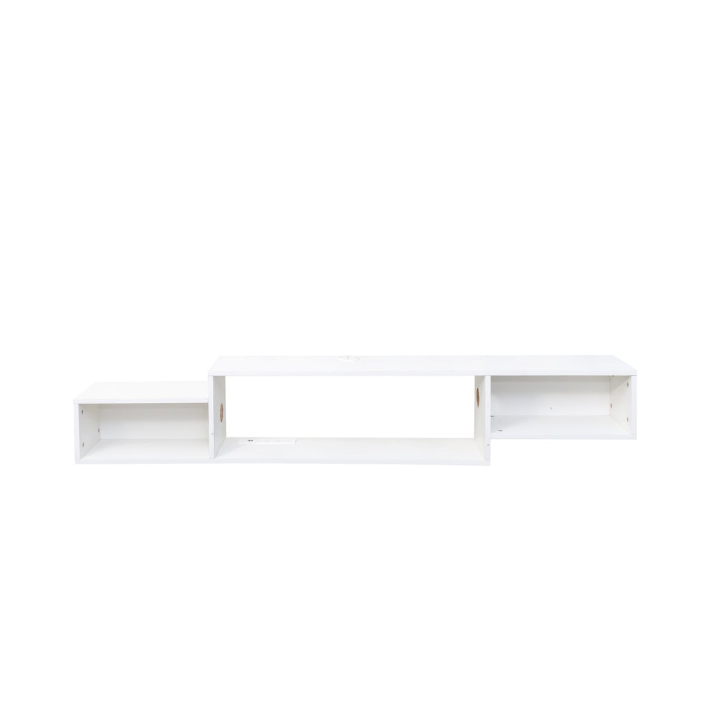 65.35in Wall Mounted Floating TV Stand with 20 Color LEDs and Charging Station