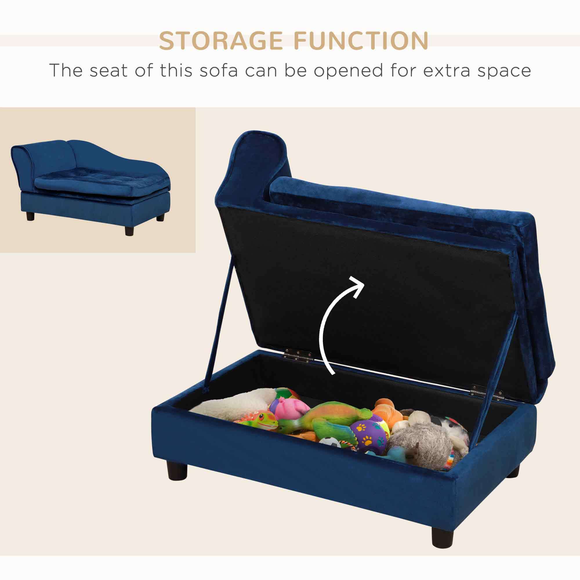 PawHut Luxury Fancy Dog Bed for Small Dogs with Hidden Storage