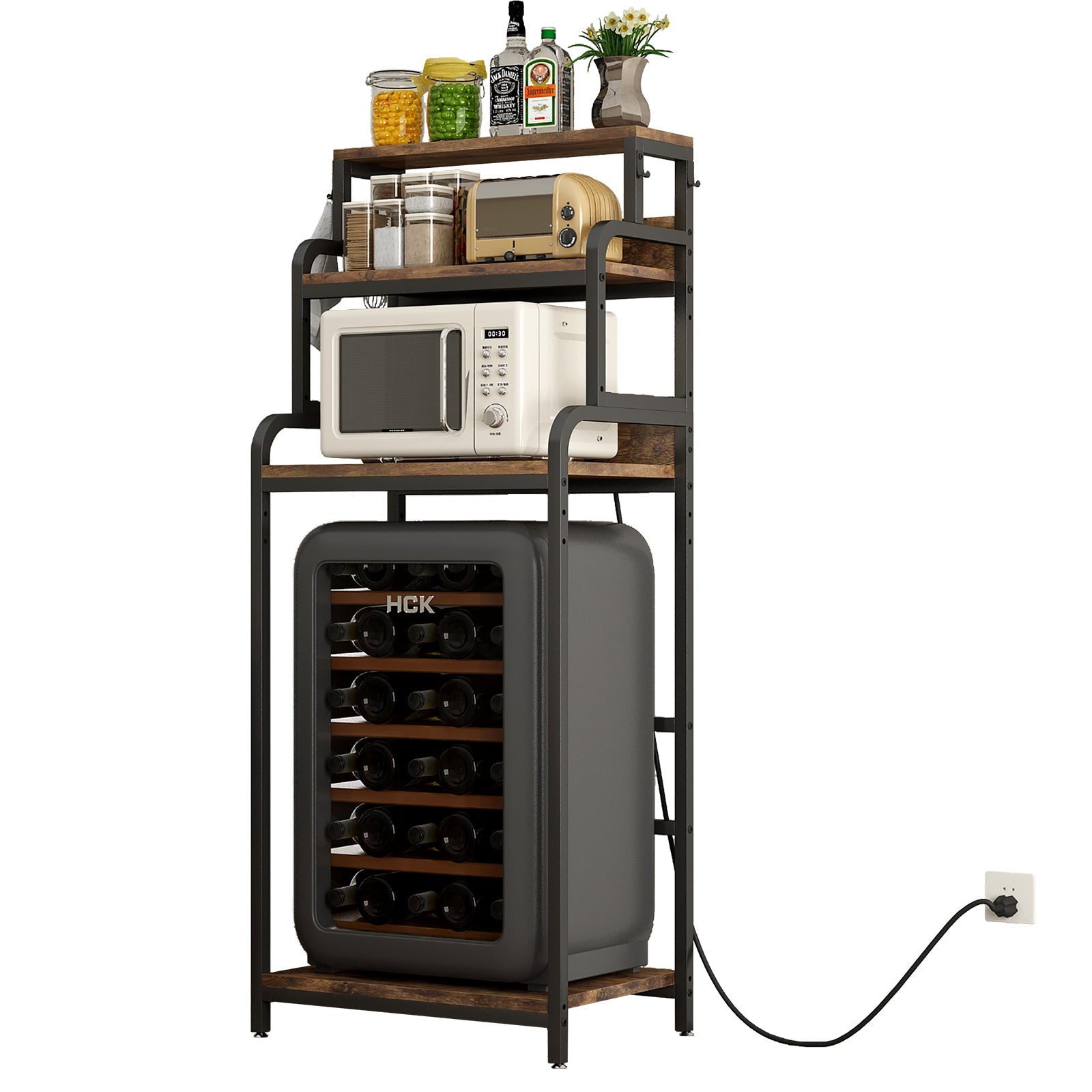 Vintage 4-Tier Mini Fridge Stand with Storage