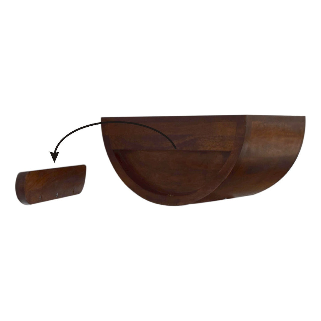 Solid Wood Chestnut Crescent Floating Nightstand
