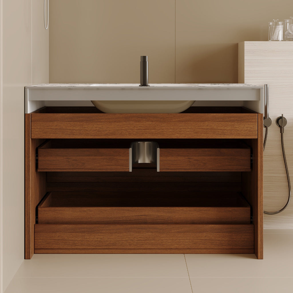 29.9" Modern Floating Bathroom Vanity with Faux Marble Top