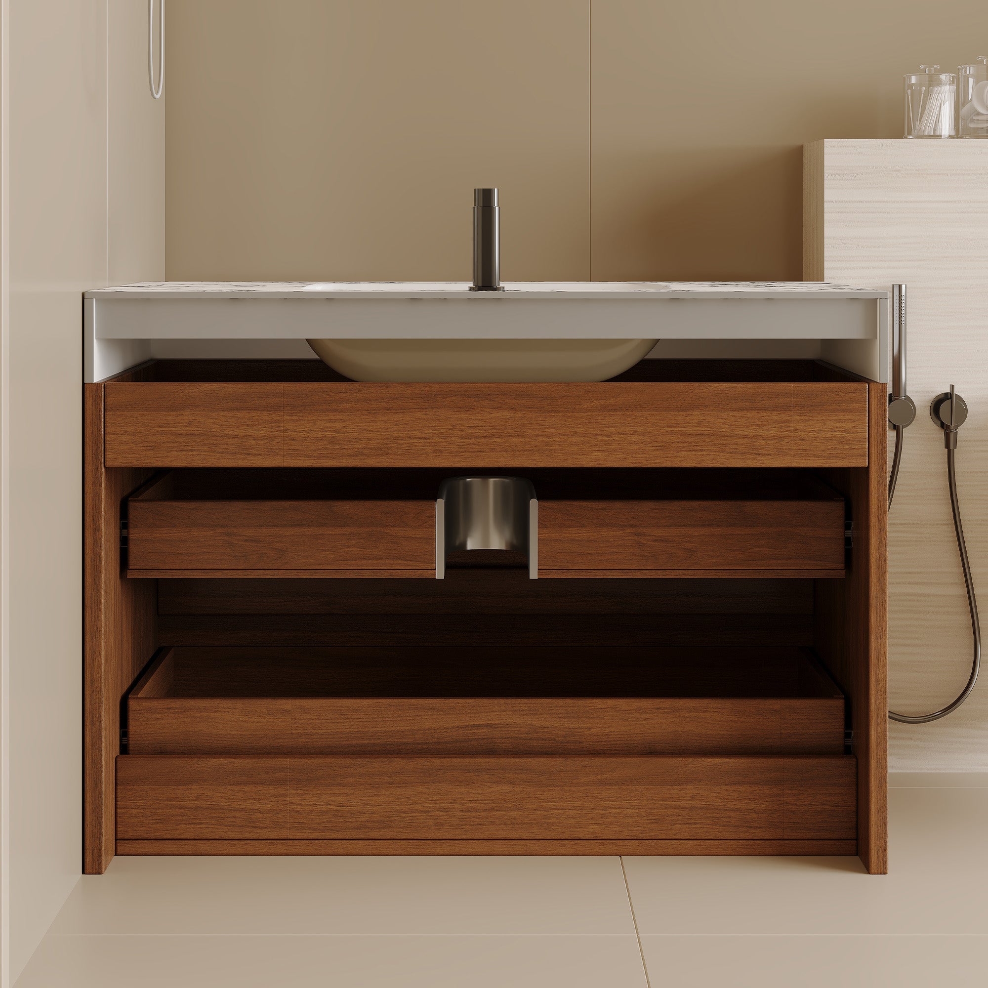 29.9" Modern Floating Bathroom Vanity with Faux Marble Top