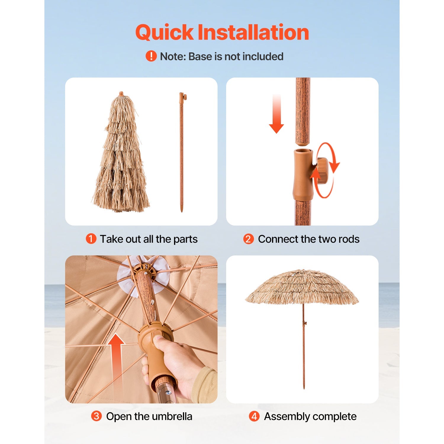 Tiki Umbrella Thatched Patio Umbrella 6 ft Poolside Beach Umbrella