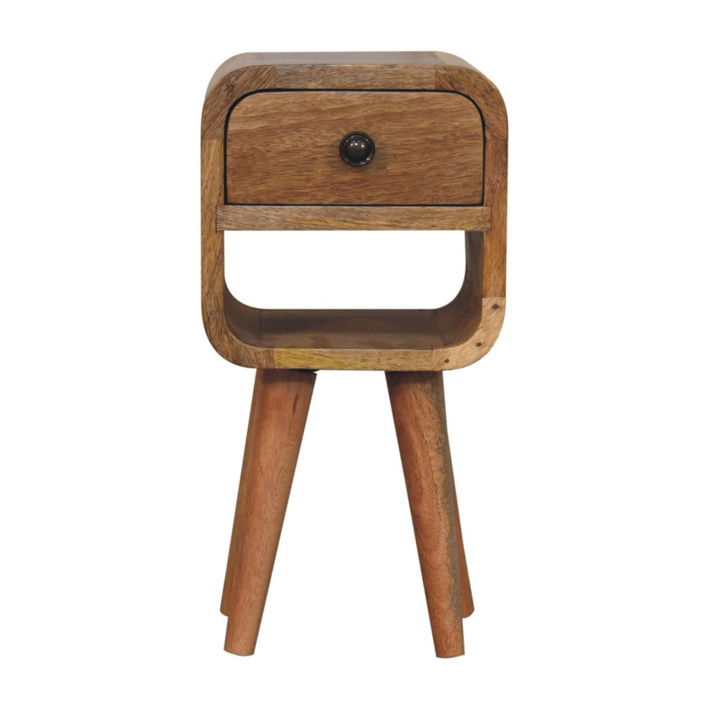 Solid Wood Extra Mini Oak-ish Curve Lower Bedside Table