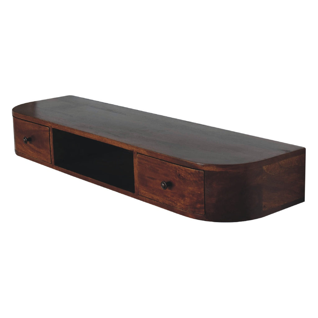 Solid Wood Lunar 2-Drawer Floating Console, 1 Open-slot