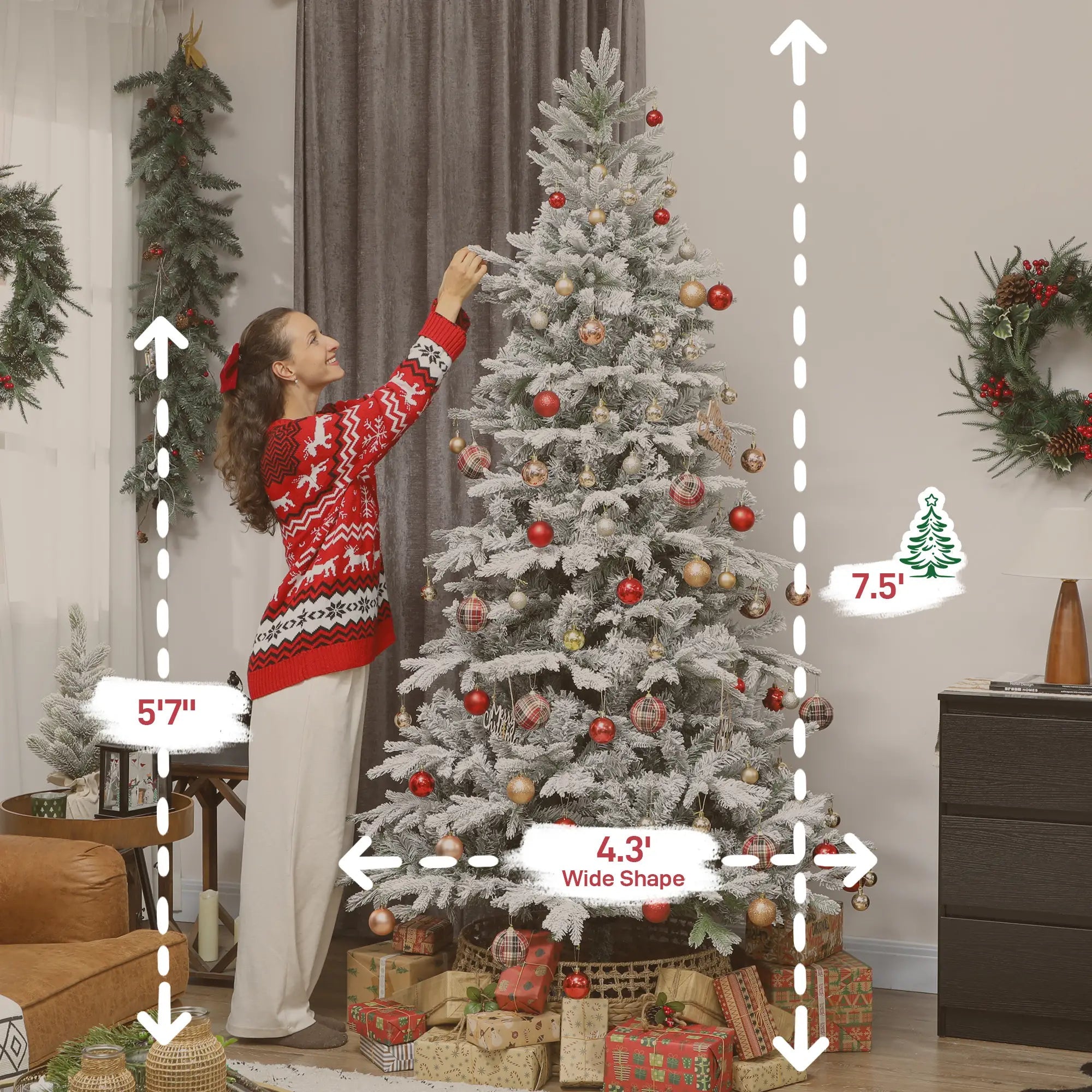 7.5 Ft Artificial Frosted Christmas Tree