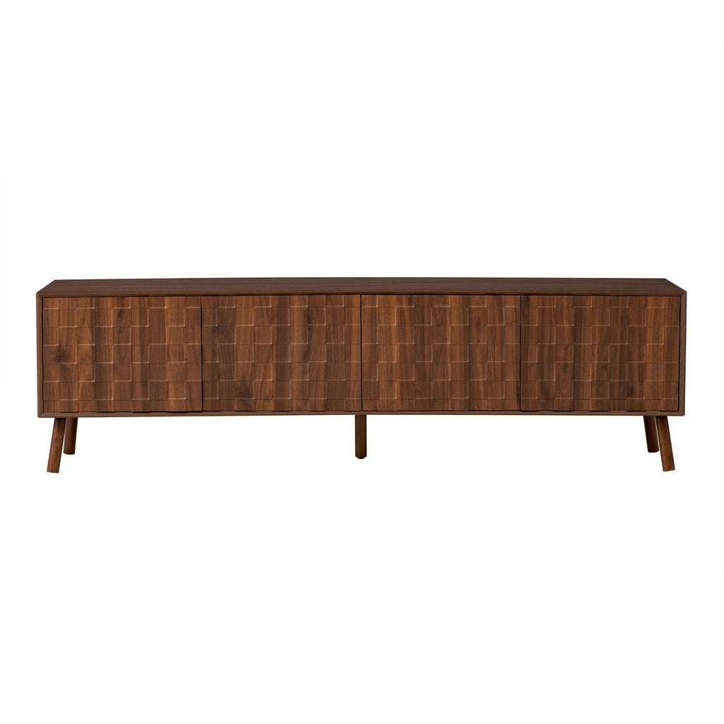 TV Stand With Soft Closing Hinges And Cable Management - Walnut