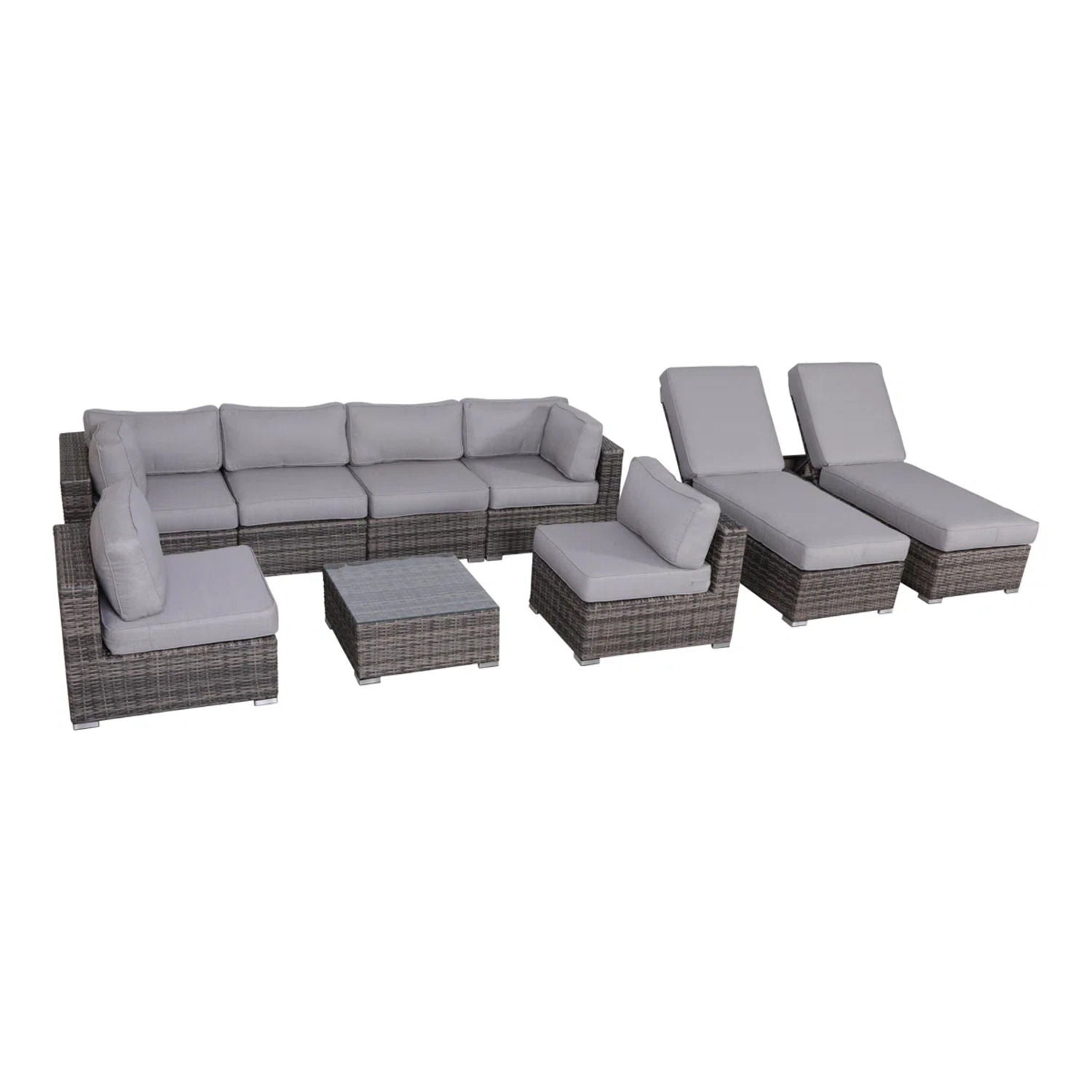 Seating Set With Cushions Handcrafted Wicker Design