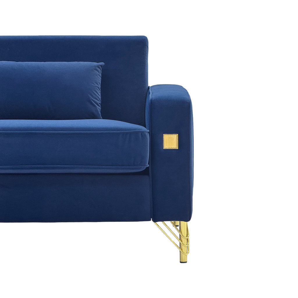 Luxury Velvet Sofa with Gold Accents