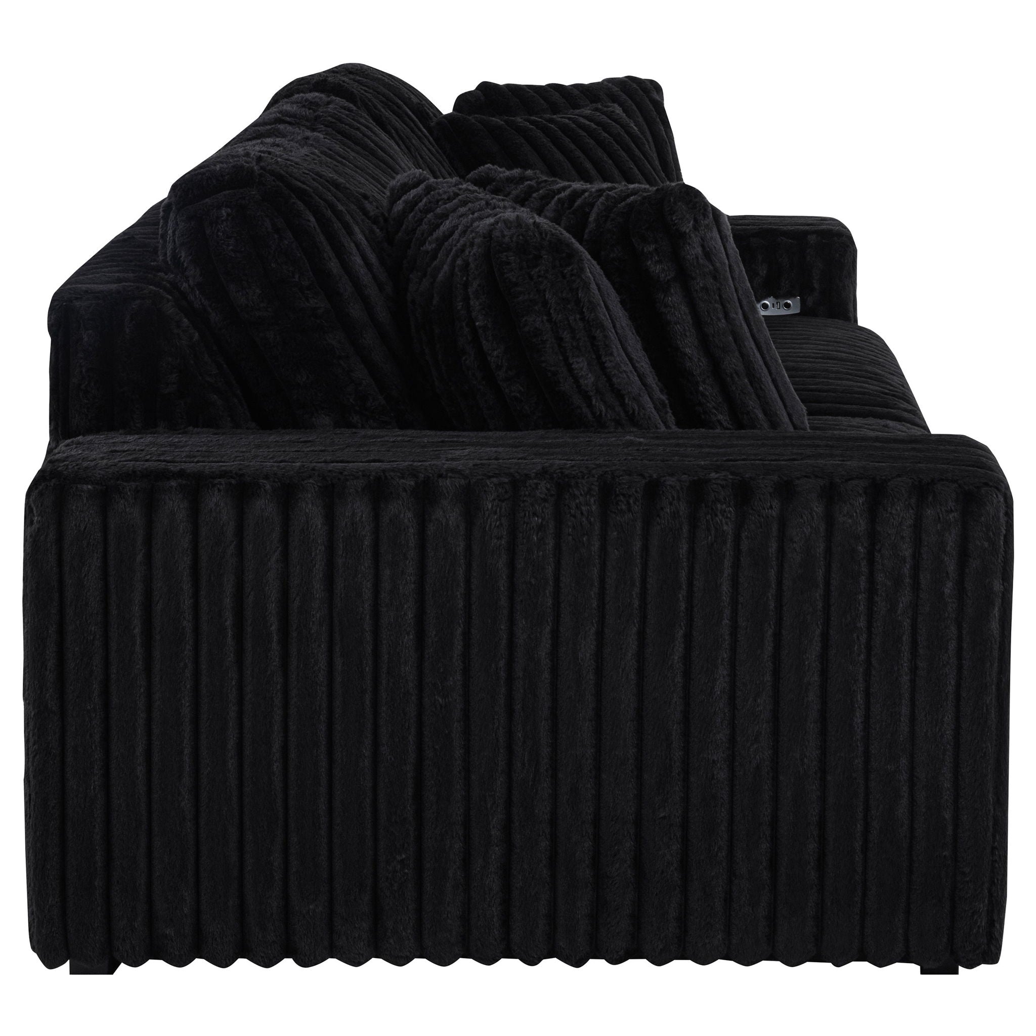Clifford - Upholstered Dual Power Chaise Sofa - Black