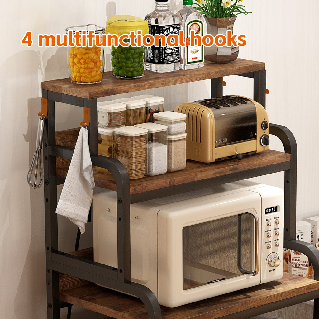 Vintage 4-Tier Mini Fridge Stand with Storage