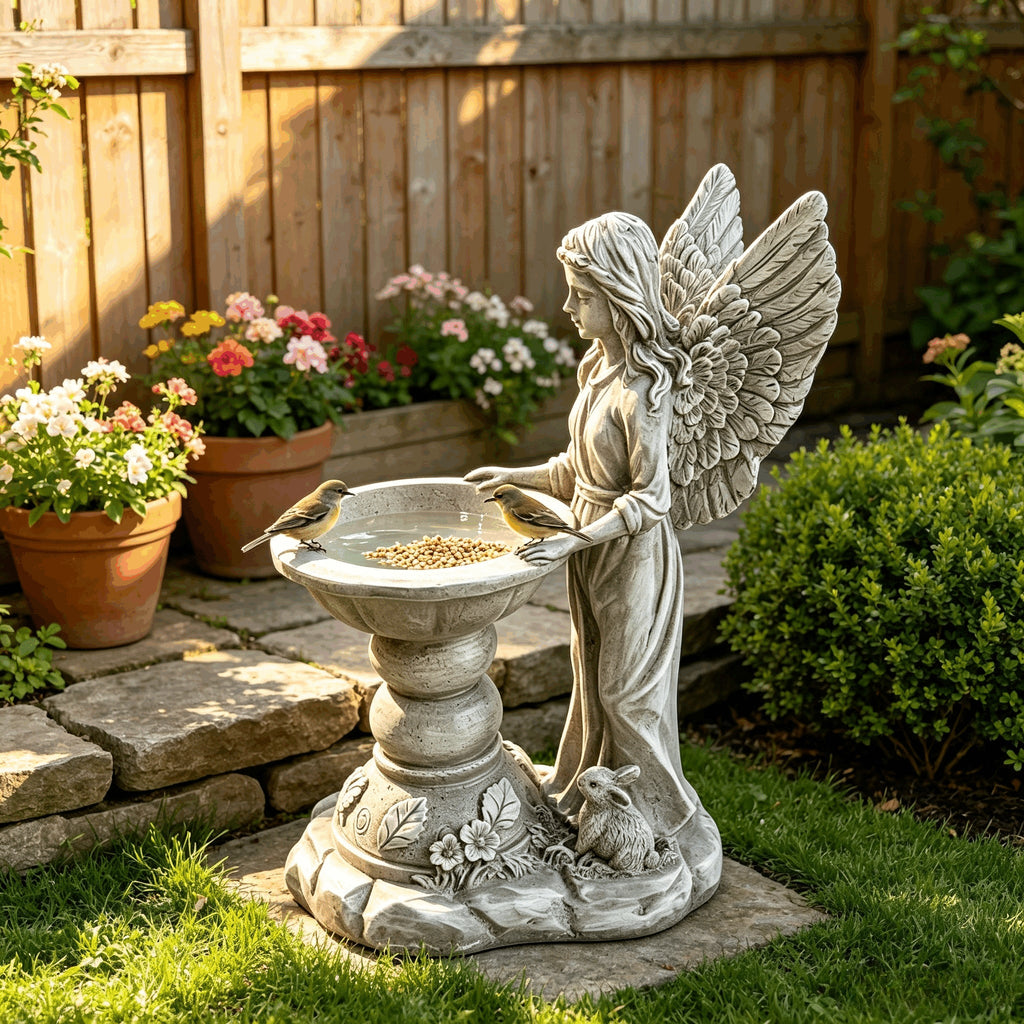 15.35" High Angel Bird Bath Sculpture