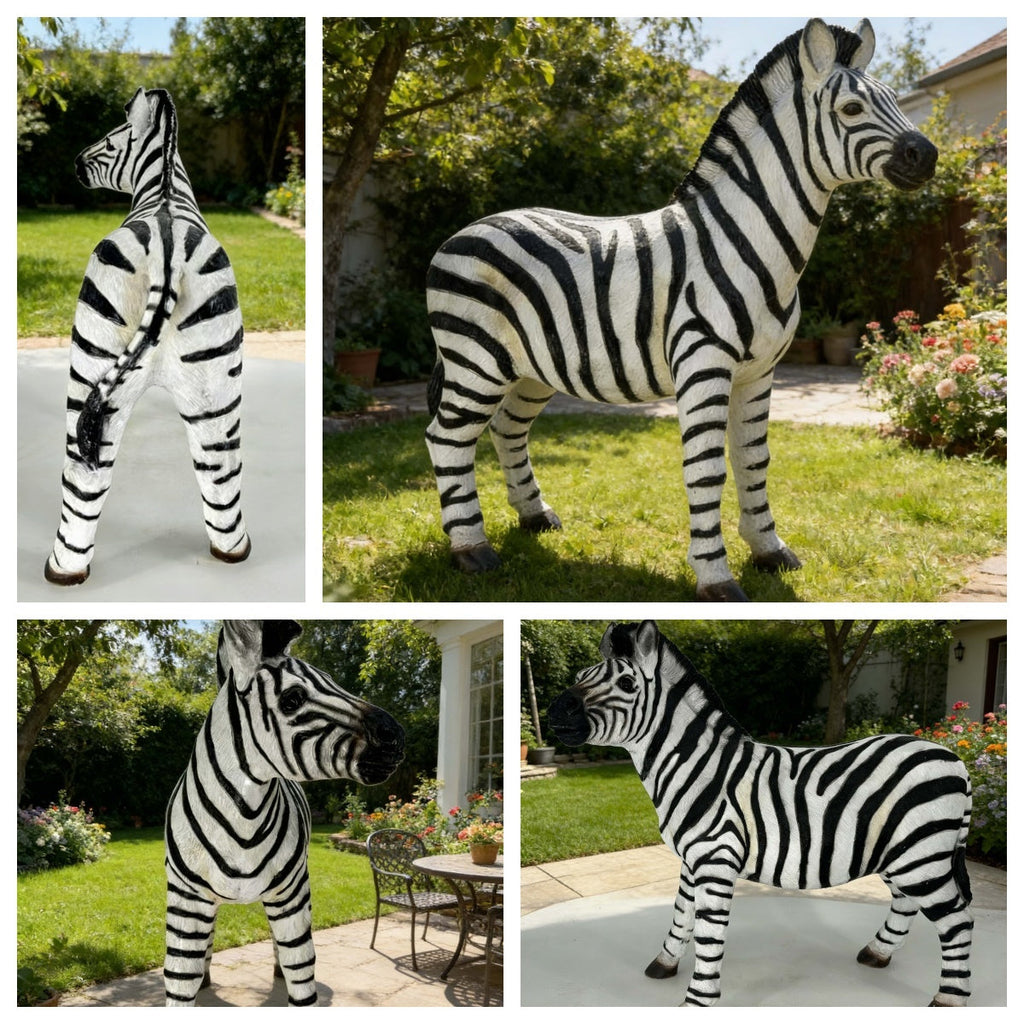 18.31" H x 19.49" L Simulated Zebra Garden Statue