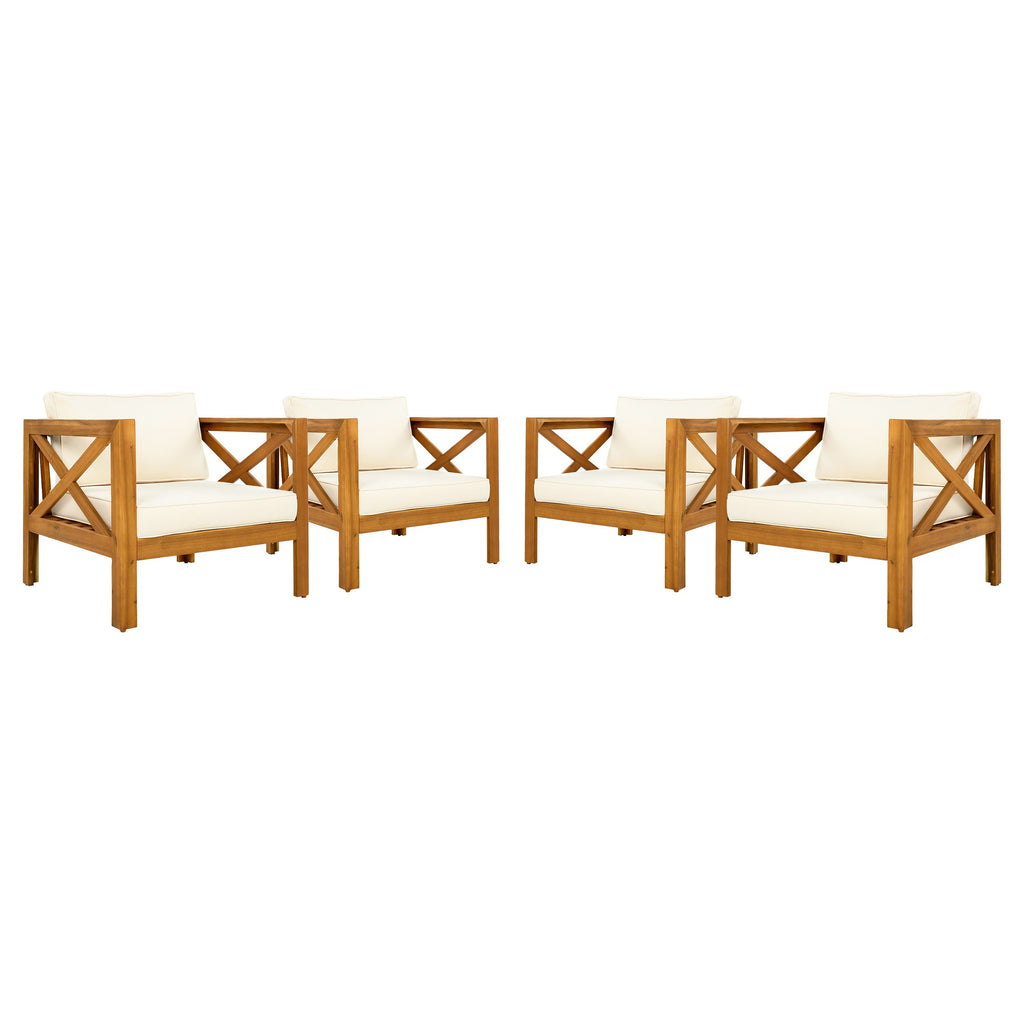 Patio Conversation Set with Acacia Wood Armchairs and End Table