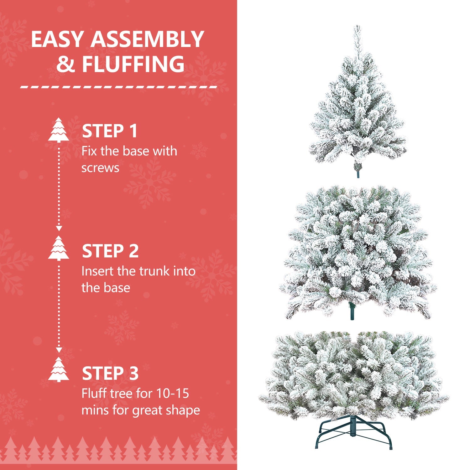 6FT Flocked Christmas Tree with Pine Cones