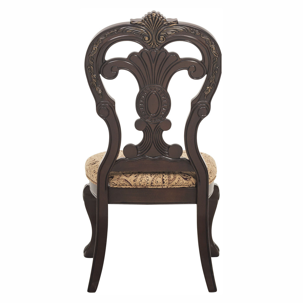 Elegant Style Beautiful Side Chairs 2 Piece Set Cherry With Tipping Fabric Upholstered Traditional Dining Furniture - Cherry
