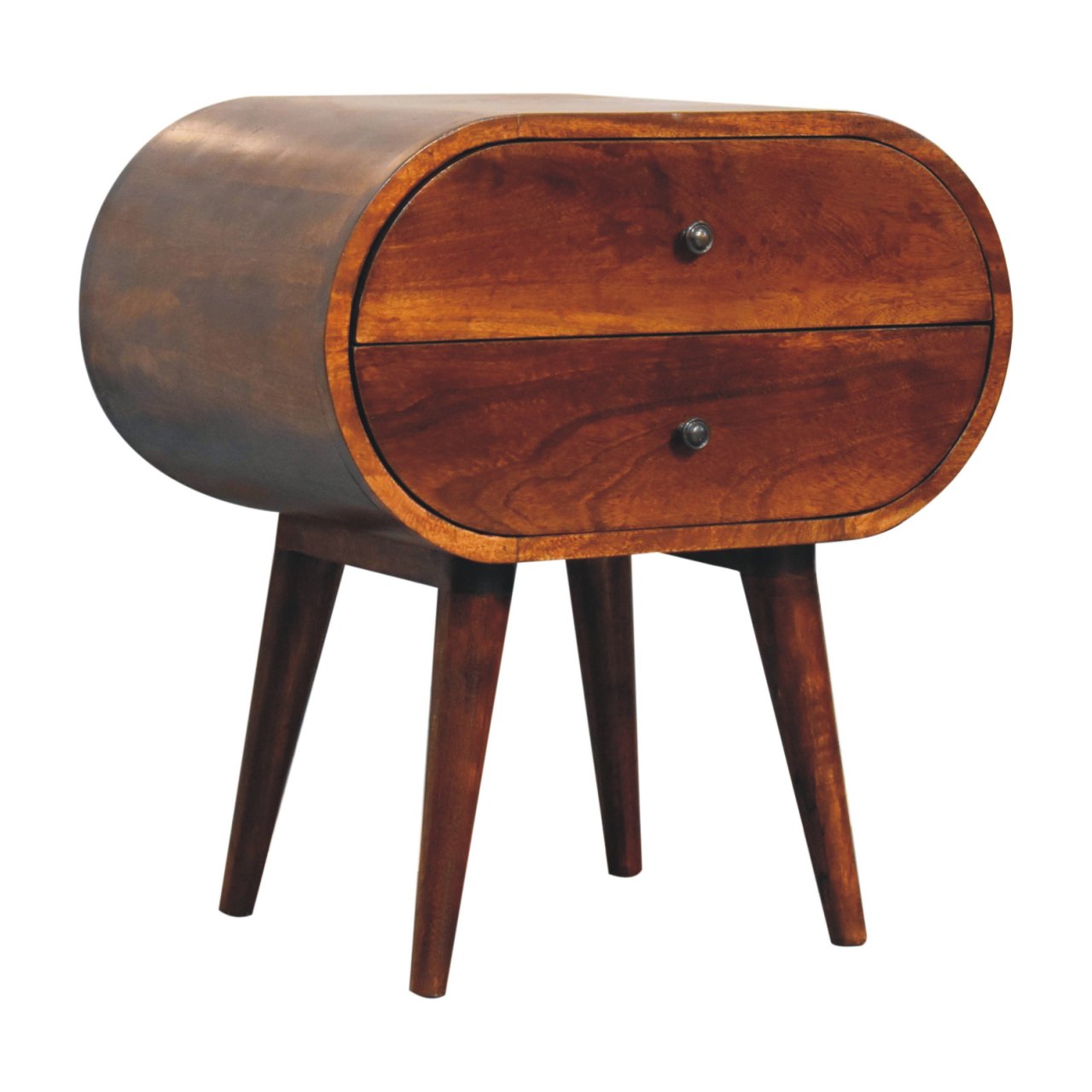 Solid Wood Large Chestnut Circular Bedside Table