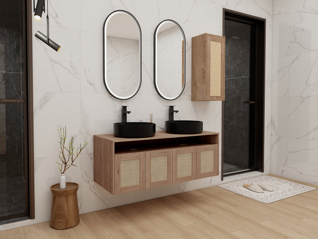48" Bathroom Vanity with Ceramic Art Sink and Side Cabinet