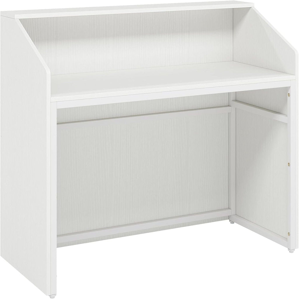 Modern Reception Desk, Front Desk Table With Cable Grommet & Privacy Panels