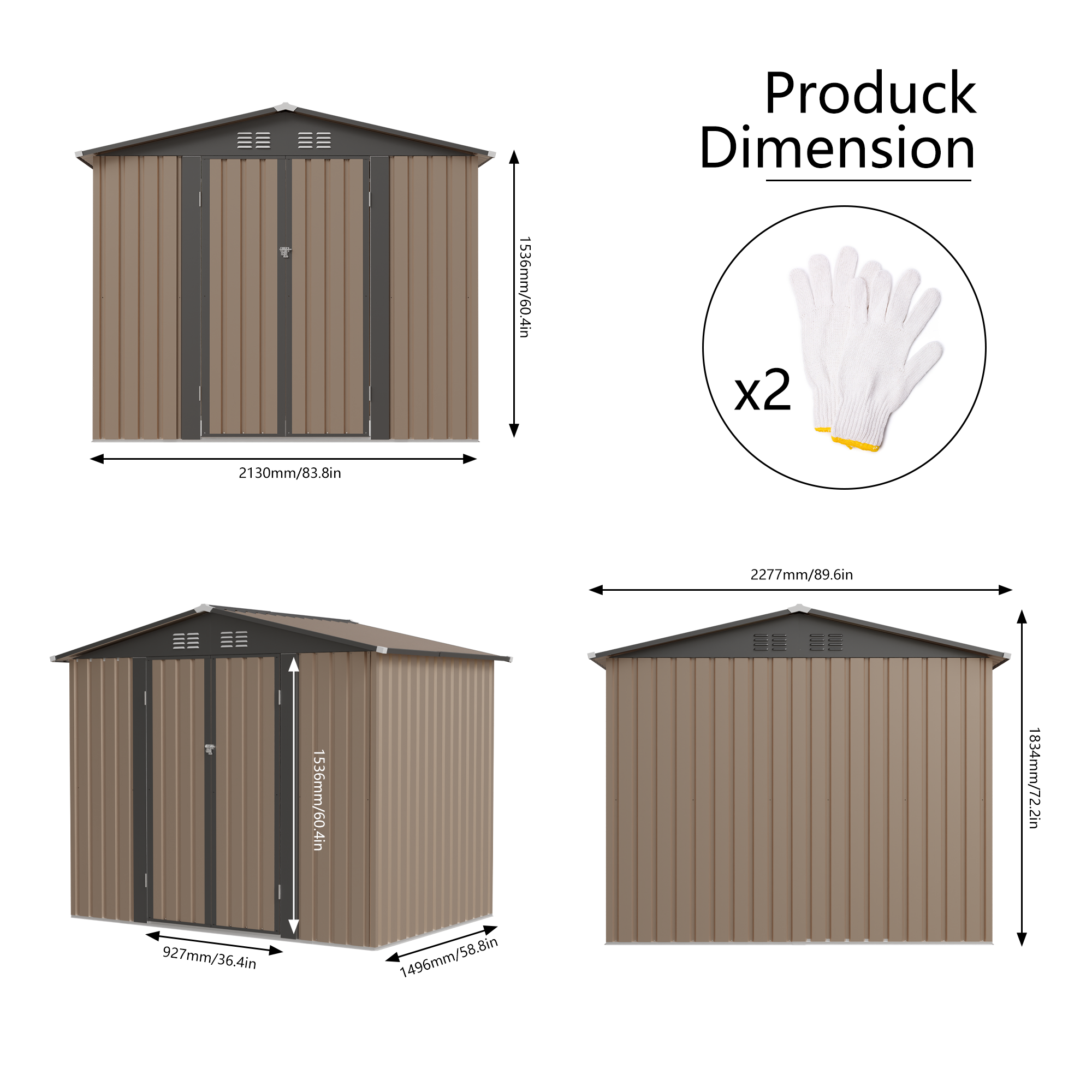 8FT x 6FT Garden Shed with Apex Roof