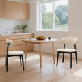 Beige Cotton-Linen Fabric Upholstered Dining Chair