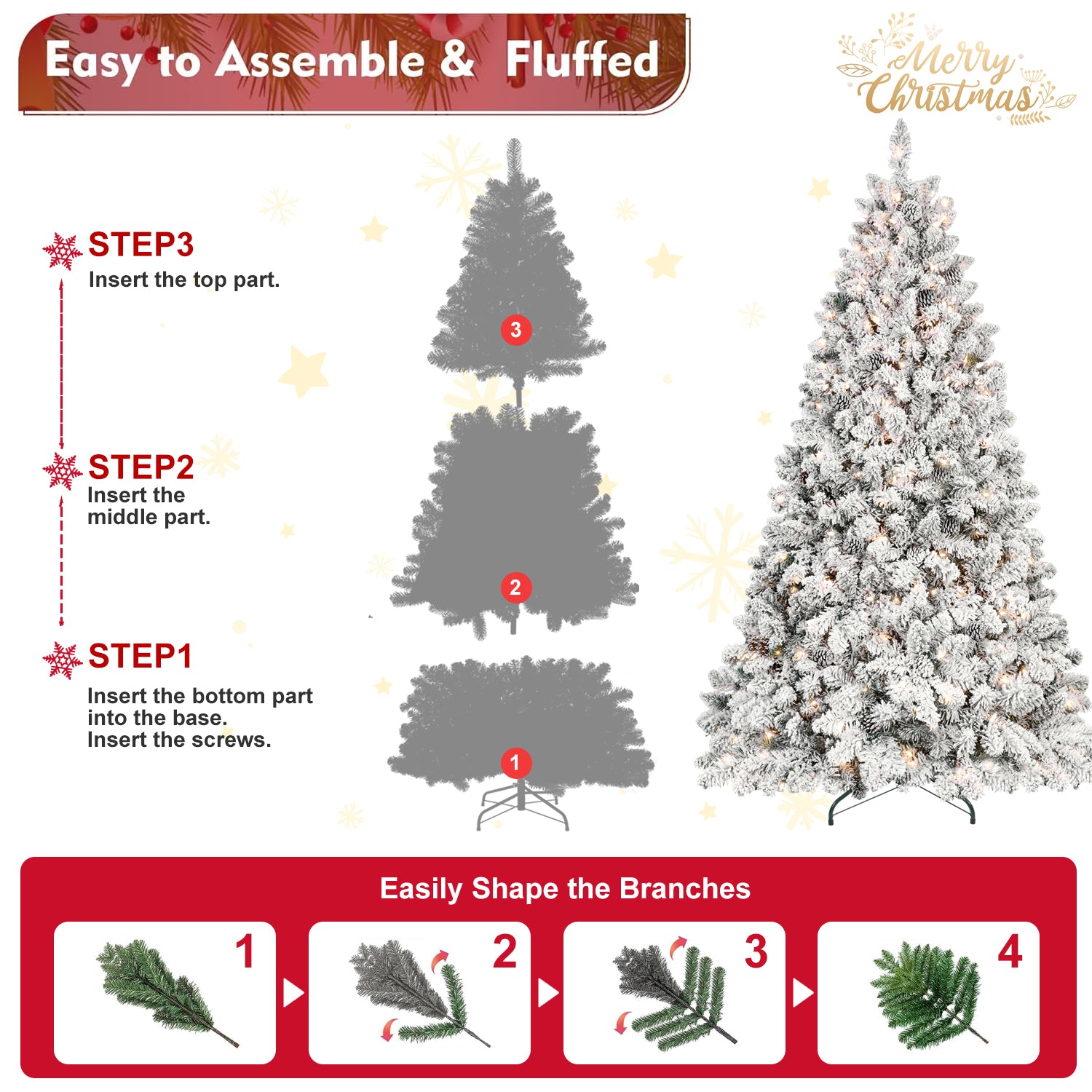 4FT Flocked Christmas Tree with 150 UL Lights