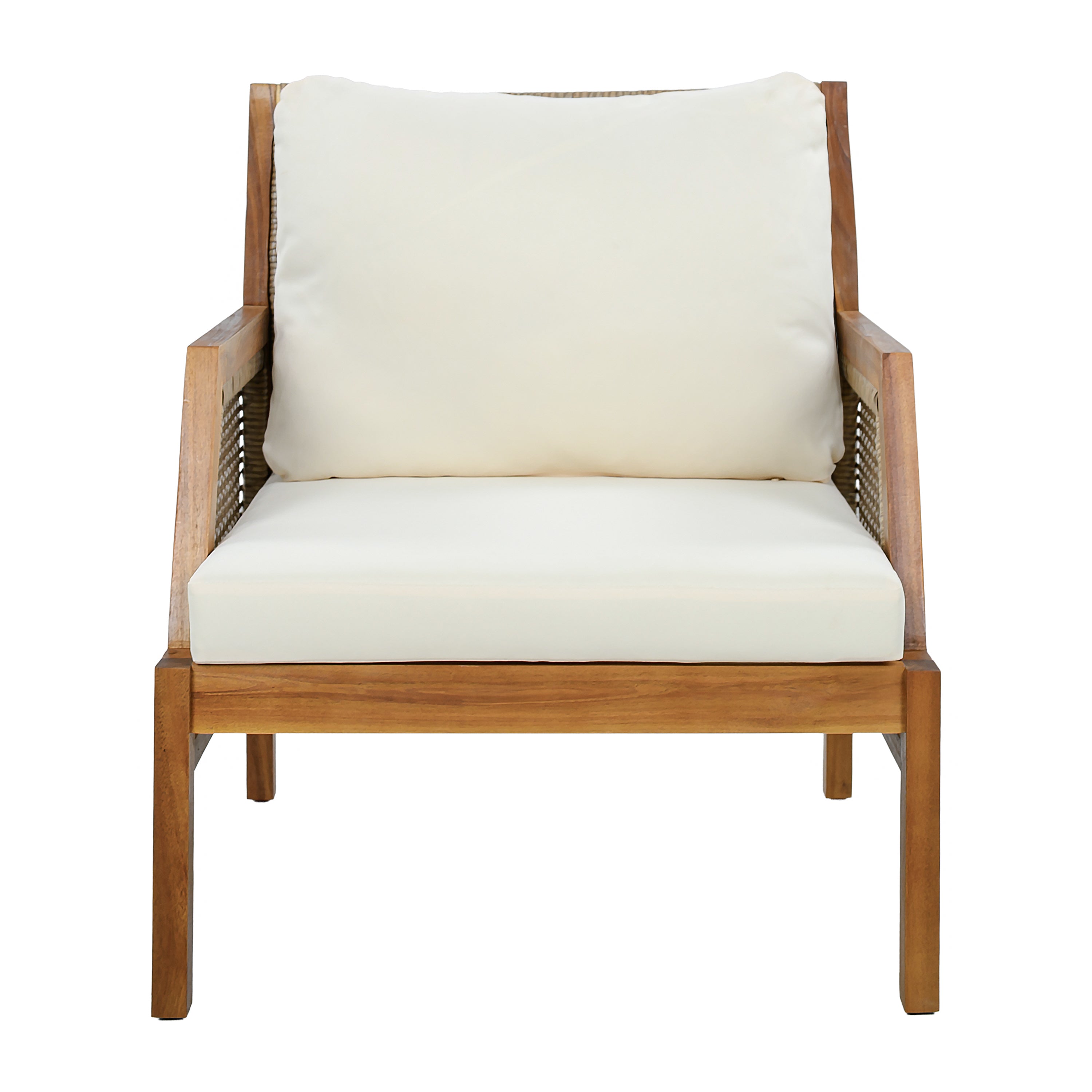 Acacia Wood Patio Furniture Club Chair with Outdoor Wicker