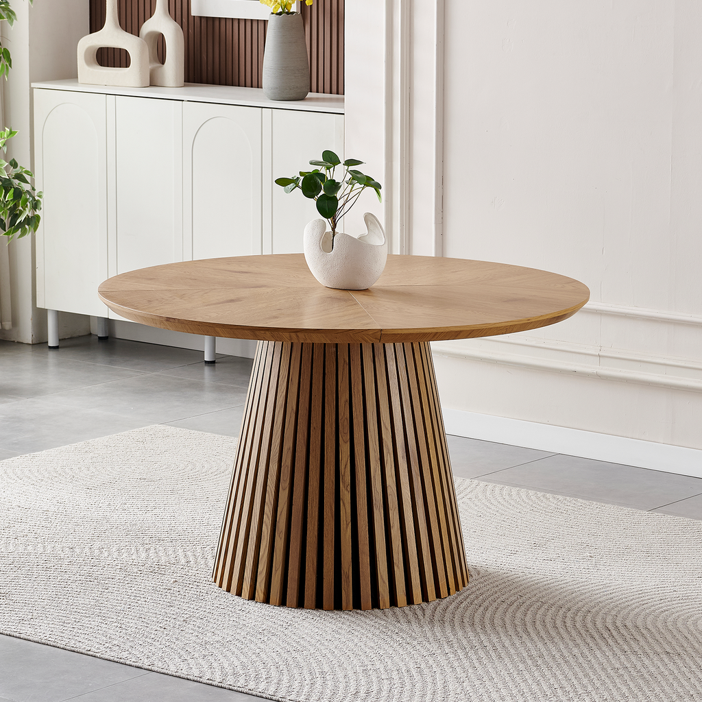 Wooden Dining Table - Modern Round Design for Versatile Use