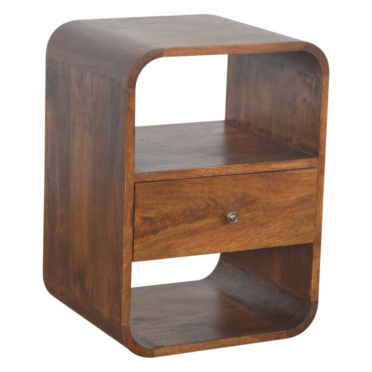 Solid Wood Chestnut Curved Edge Nightstand