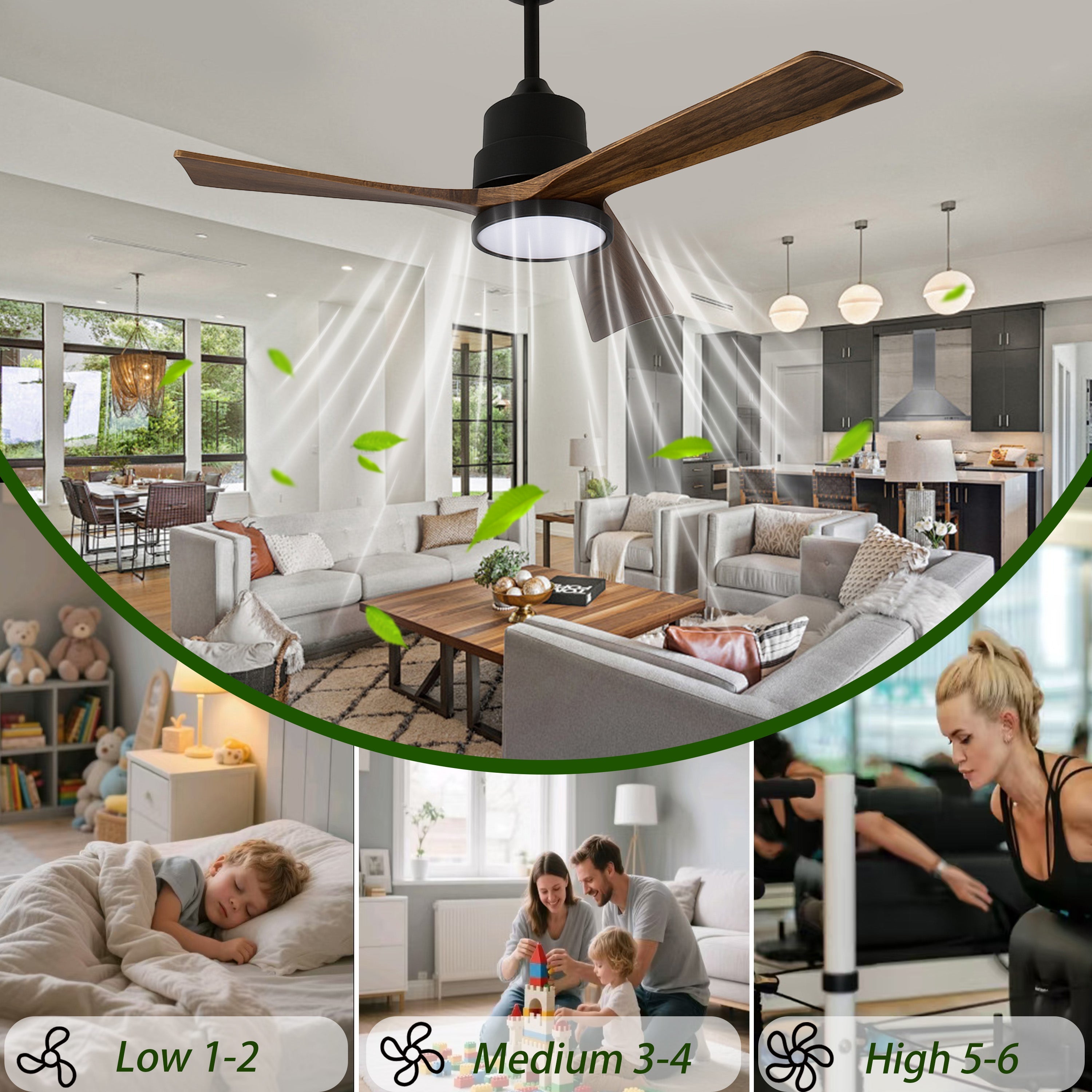 42-Inch Ceiling Fan with Light for Bedroom