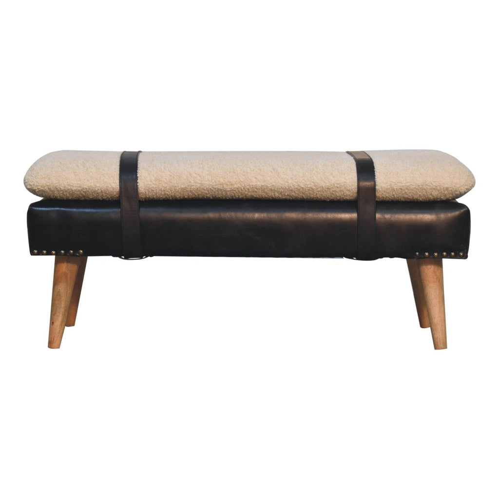 Bouclé Buffalo Hide Bench