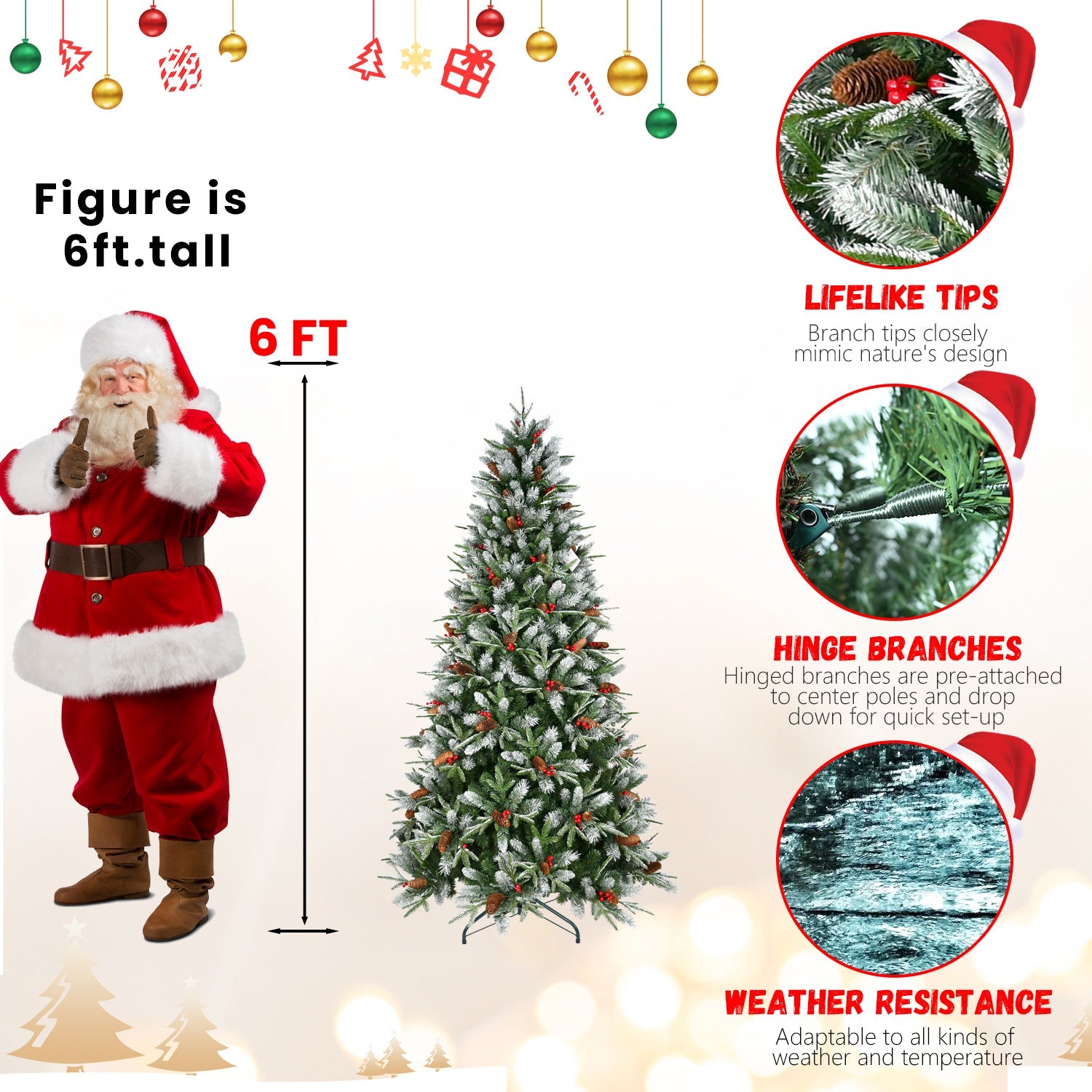 6FT Christmas Tree with 1593 Tips