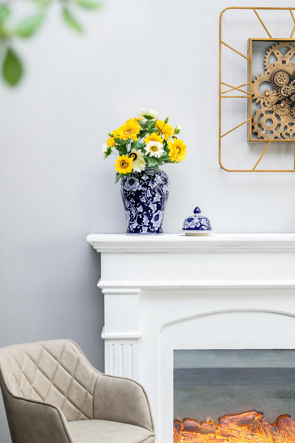 9.5x9.5x18" Porcelain Decorative Ginger Jar