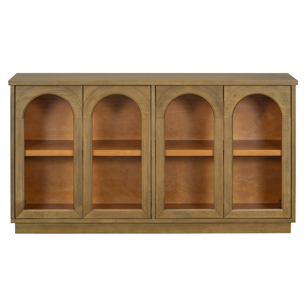 TREXM 4-Door Large Storage Buffet Cabinet with Glass Doors