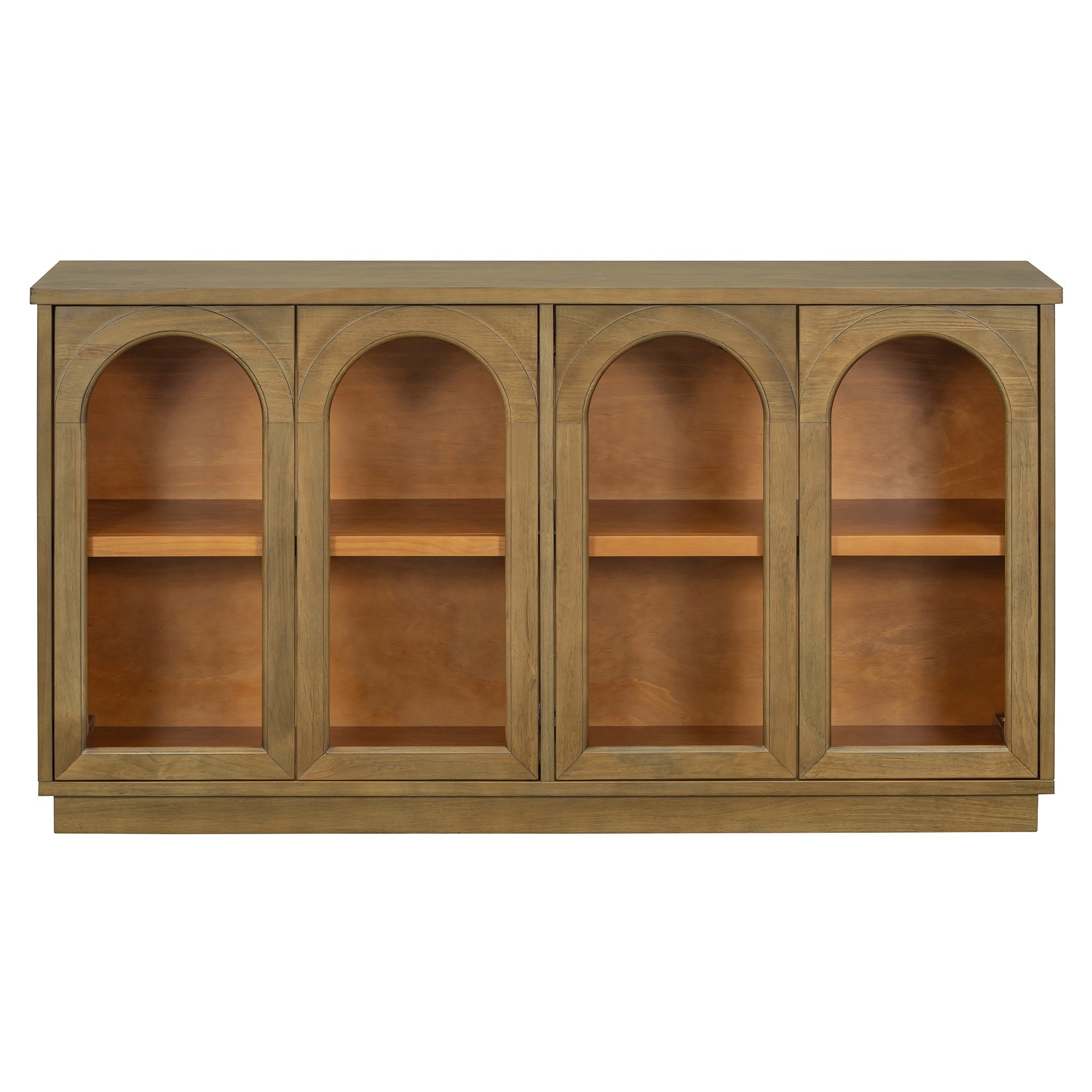 TREXM 4-Door Large Storage Buffet Cabinet with Glass Doors