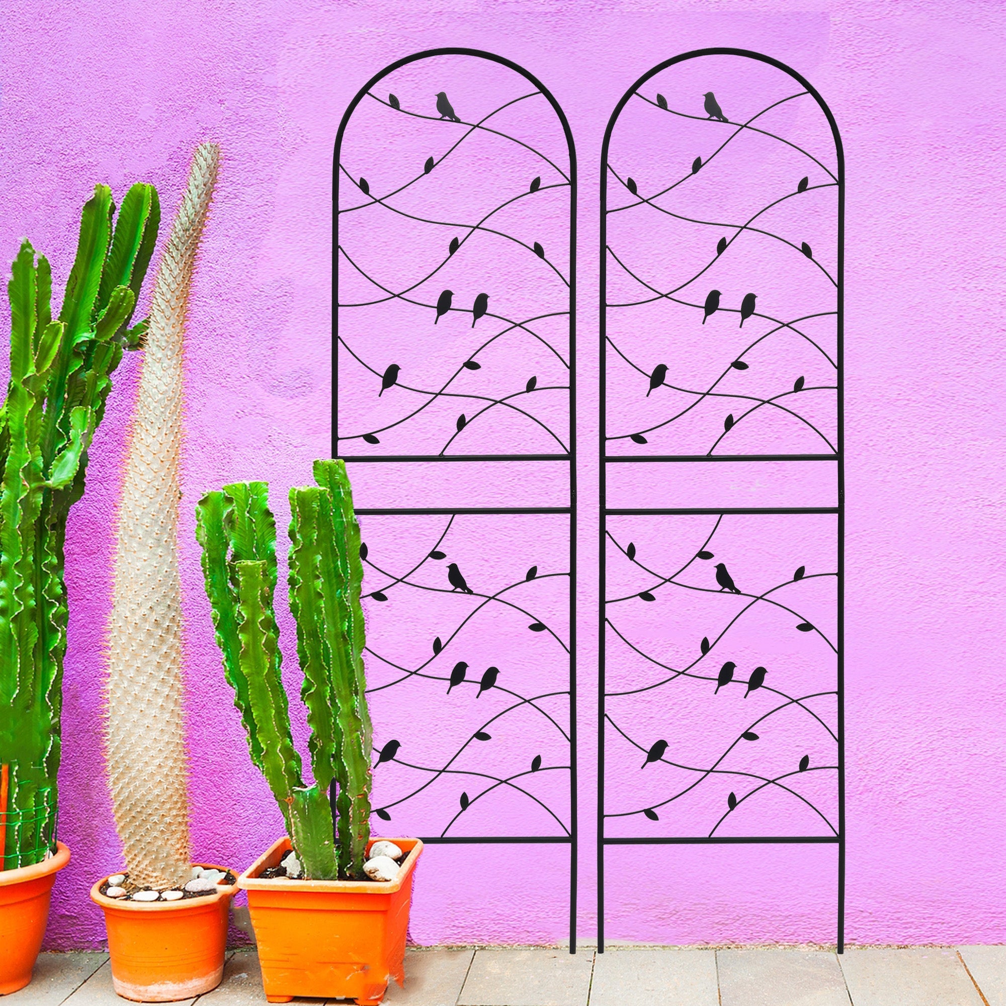 2 Pack Metal Garden Trellis 71" x 19.7" Rustproof Outdoor Plant Support