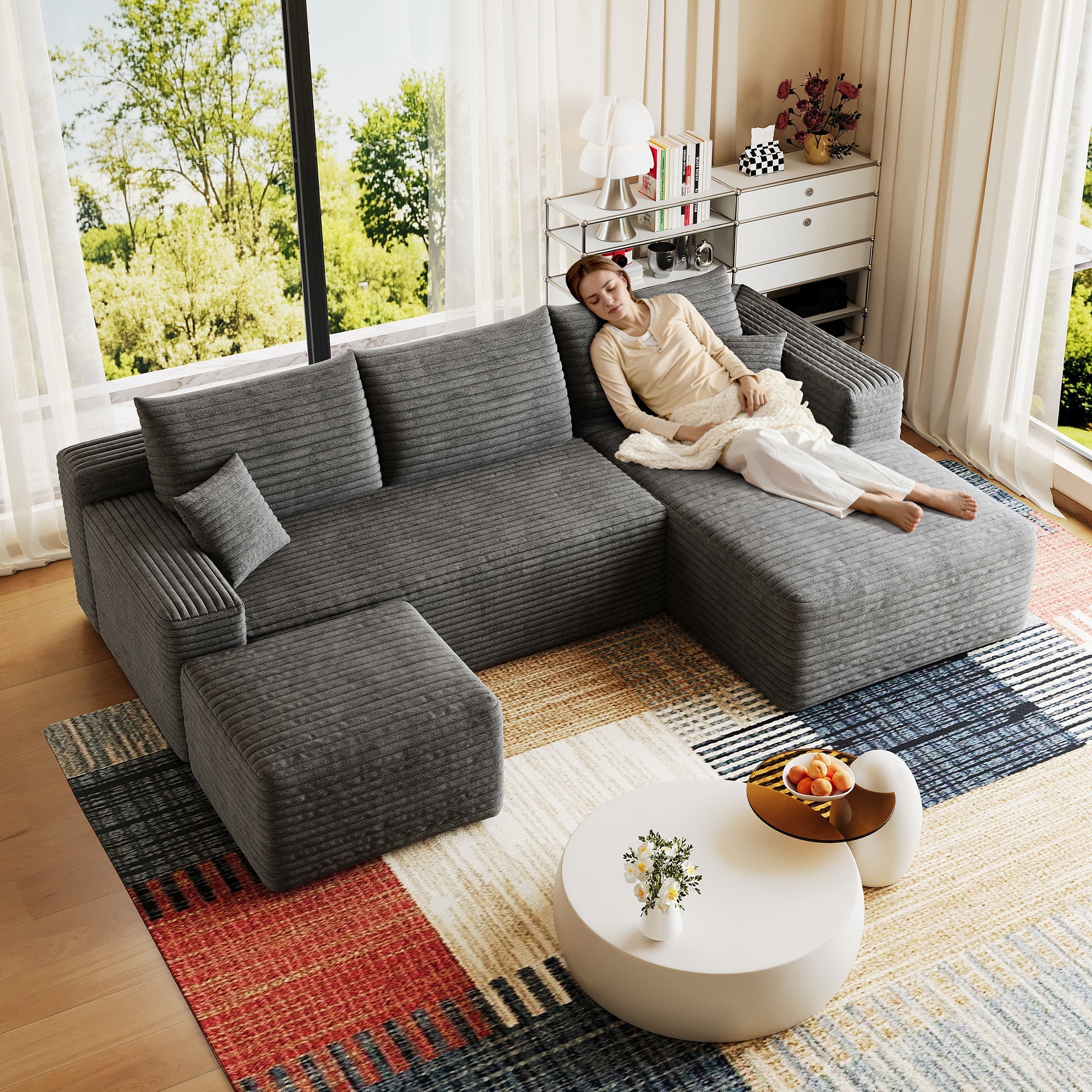 95" Cloud Sectional Sofa with Ottoman