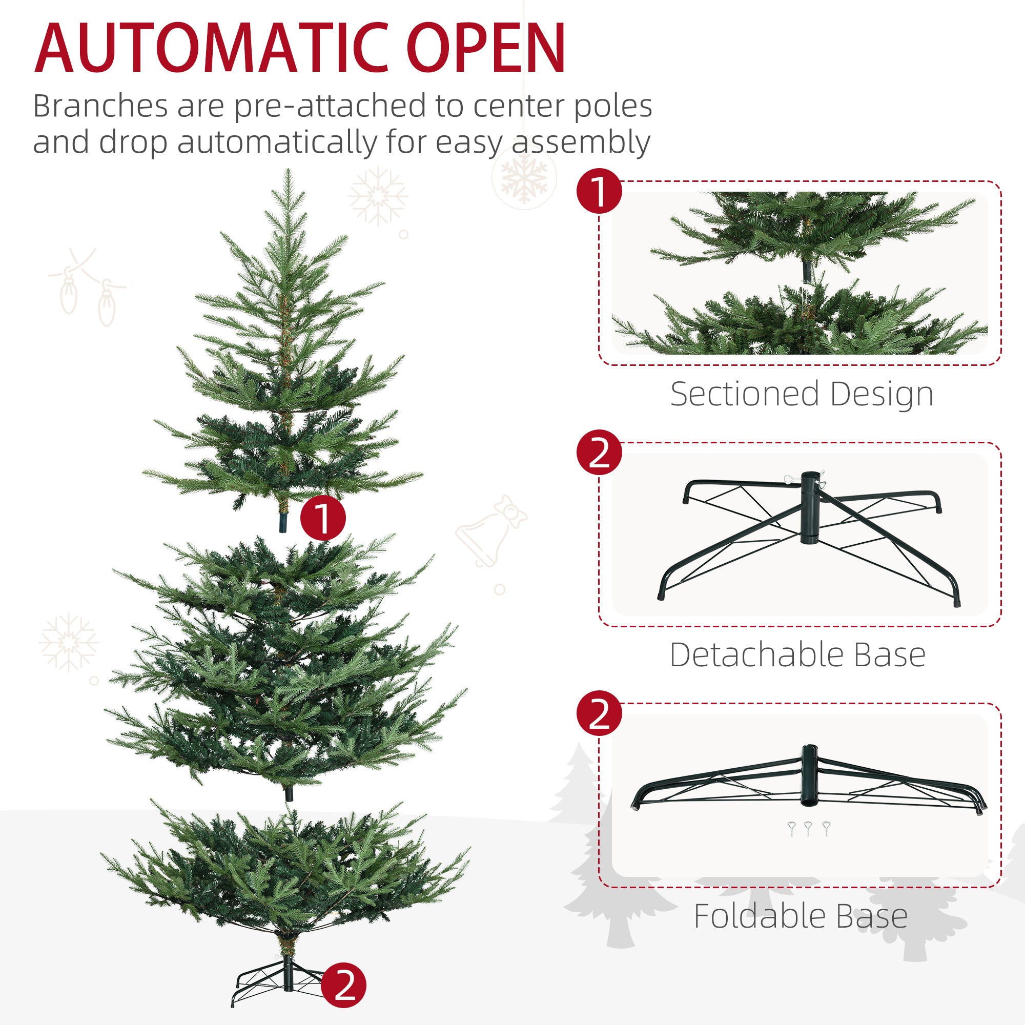 HOMCOM 7.5 Foot Artificial Christmas Tree
