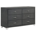 Melody 6-drawer Upholstered Dresser Grey