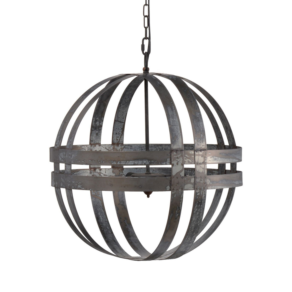 4 Light Galvanized Chandelier, Hanging Light Fixture With Adjustable Chain For Kitchen, Bulb Not Included - Gray