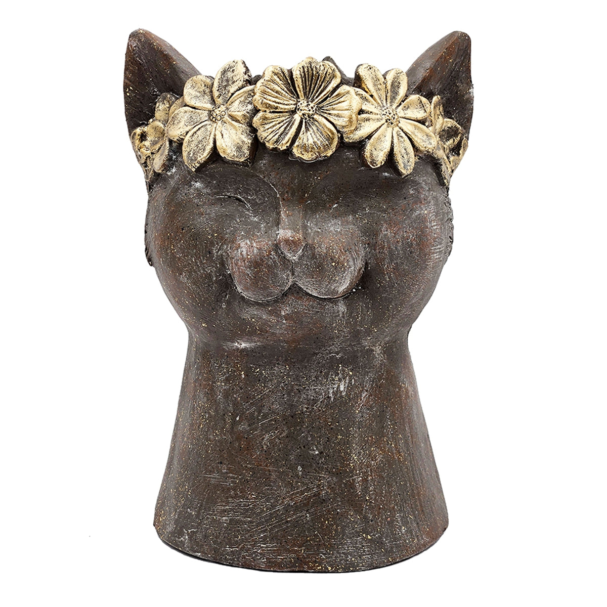 8.5x7.7x12.4" Magnesium Cat Statue Planter with Textured Finish