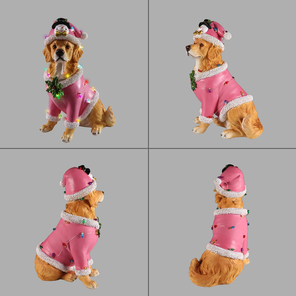 Christmas Golden Retriever Statue