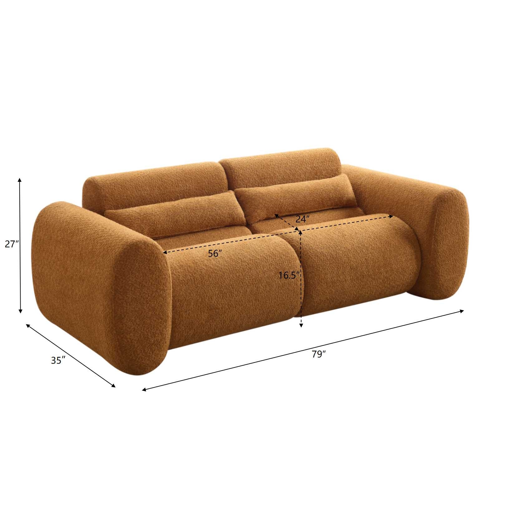 79 in. Round Arm Cloud Curved 3-Seater Modern Upholstered Boucle Sofa