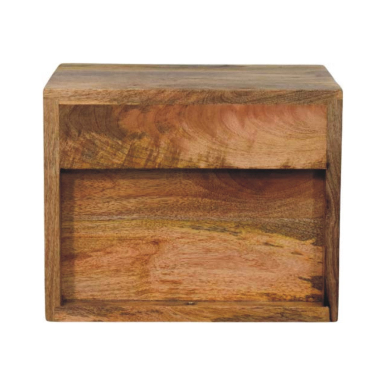 Solid Wood Solis Wall-Mounted Nightstand, 2-Drawers, Oak-ish