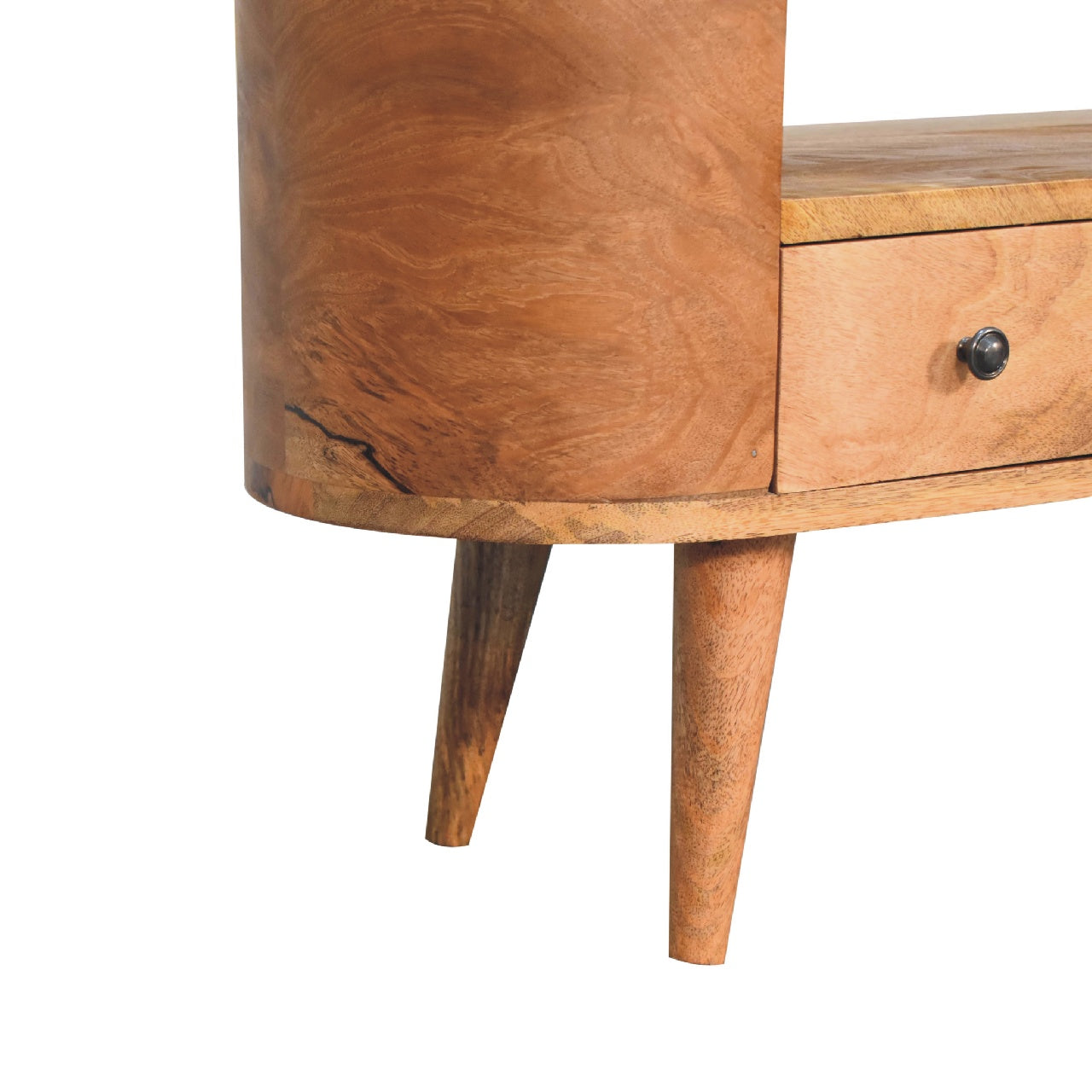 Solid Wood Mini Rounded Entertainment Unit, Nordic Legs