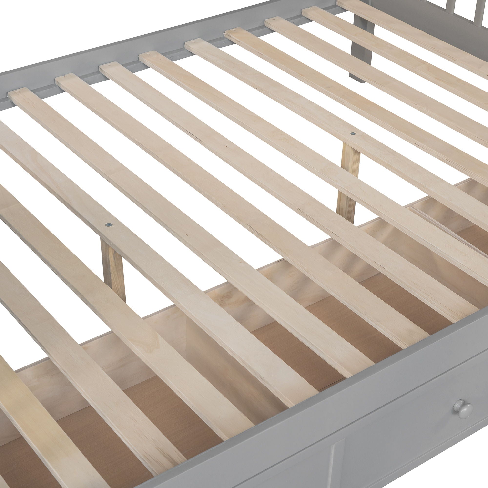 Solid L Shaped Bunk Bed With 3 Drawers, Ladder And Staircase