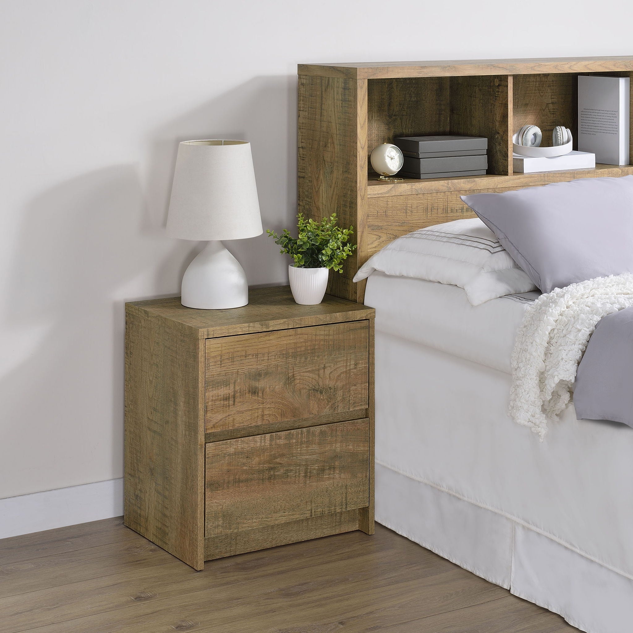 Geary - 2 Drawer Nightstand With LED Lights And USB Charging Ports