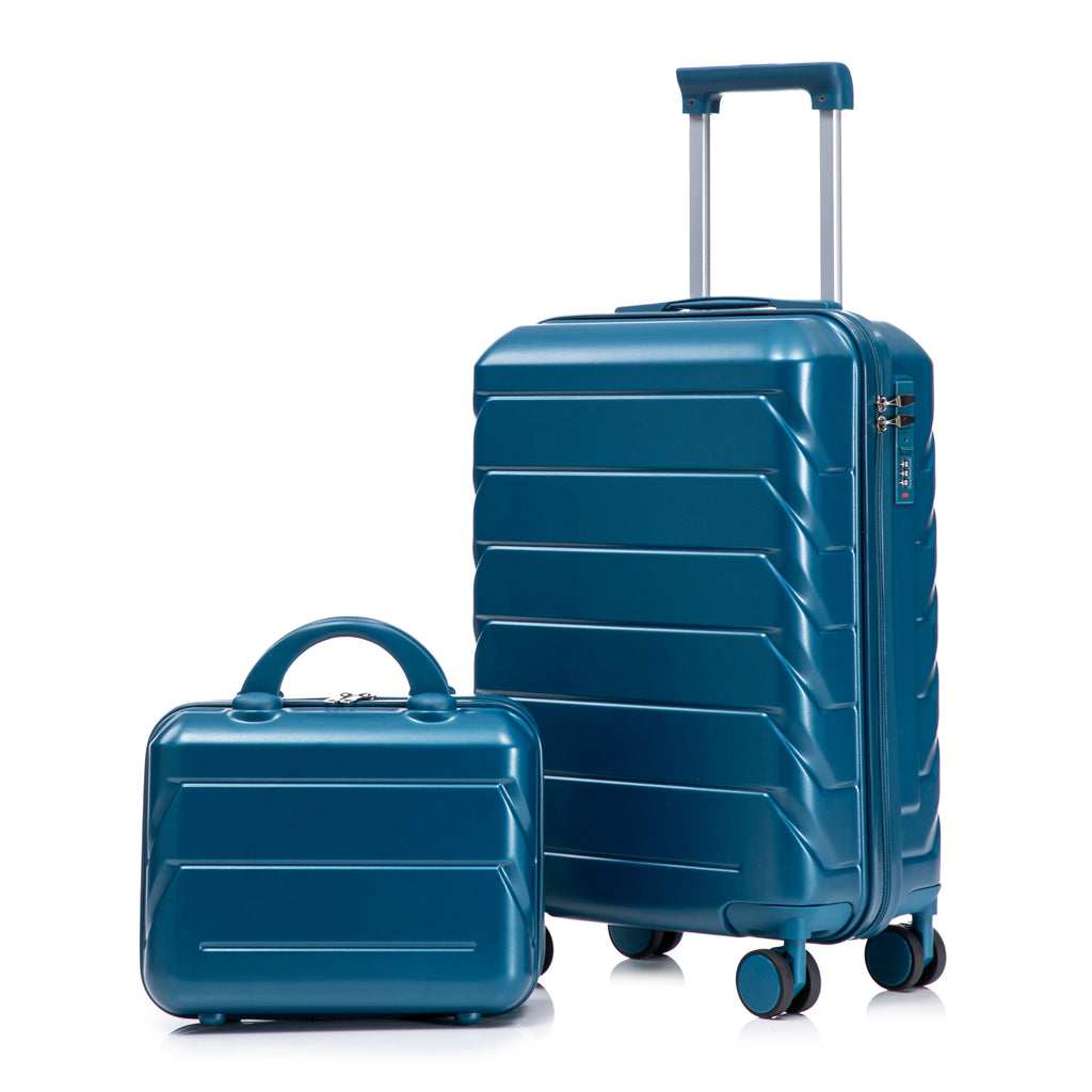 14"/20" 2-Piece ABS Spinner Wheel Luggage Set (Dark Blue)